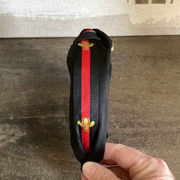 Classic Bee Headband Black Red Gold 2" Knot 1.5" Wide Hair Accessory - Picture 4 of 6